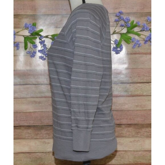 STANDARD JAMES PERSE Size 1 S Gray Stripe Boat Neck Supima Cotton Top Shirt - Picture 4 of 9